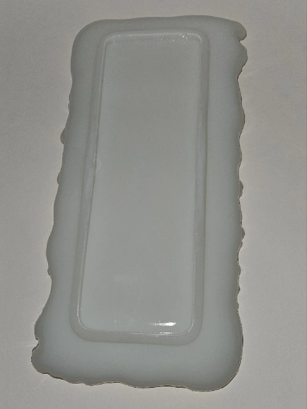 Ornate White Glass Rectangular Serving Tray